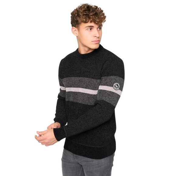 Bewley & Ritch Mens Maskell Knitted Crew Neck Sweatshirt / Black